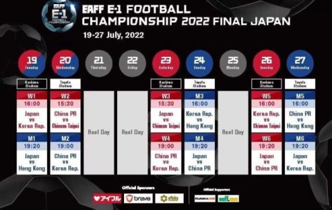 体育直播-2022东亚杯赛程敲定：中国男足7月20日首战韩国队